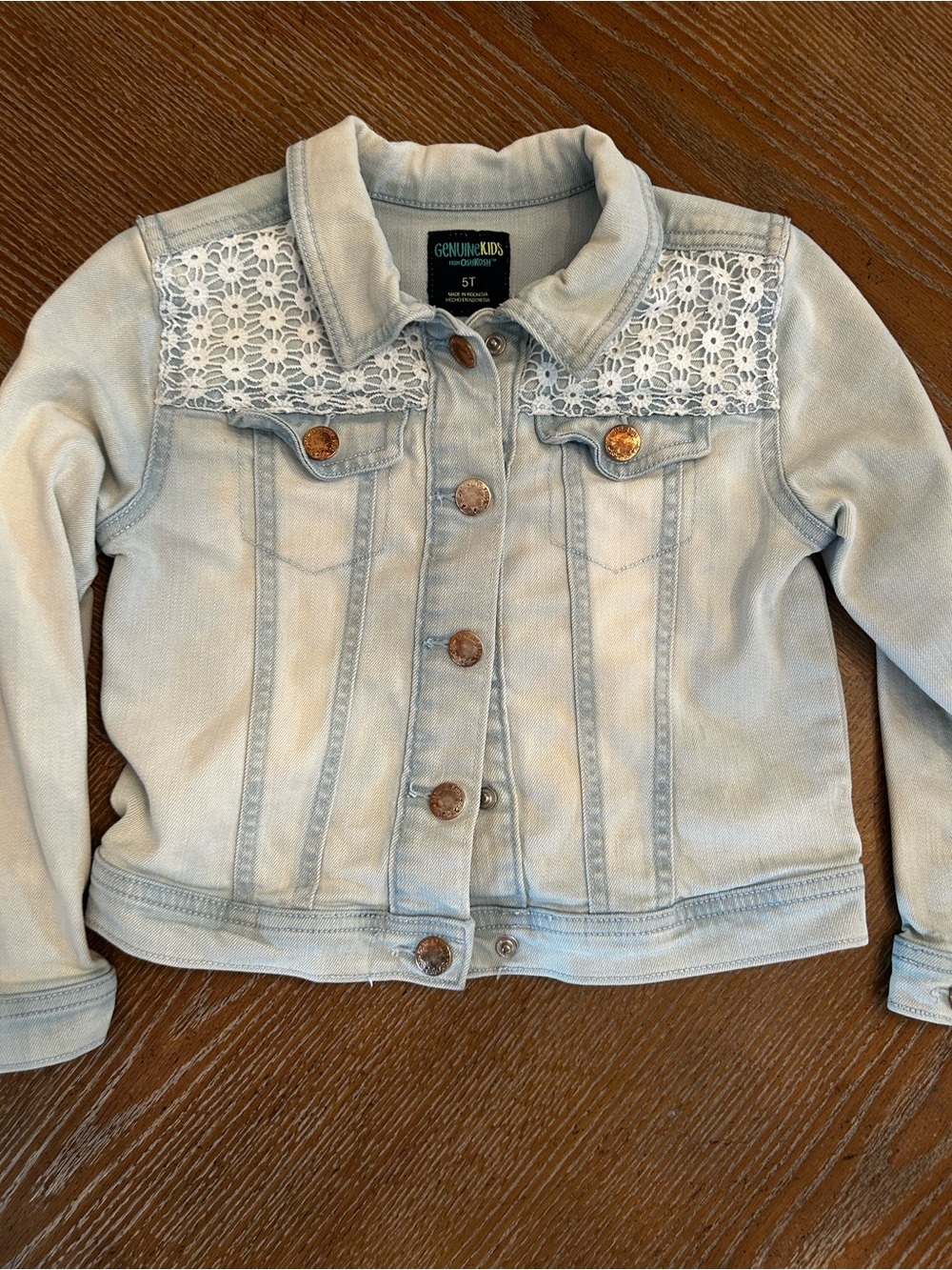 OshKosh B'gosh Light Blue Denim Jacket with White Lace Yoke